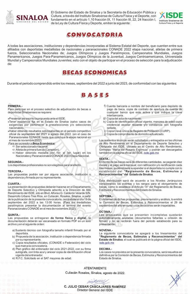 REQUÍSITOS PARA LAS BECAS