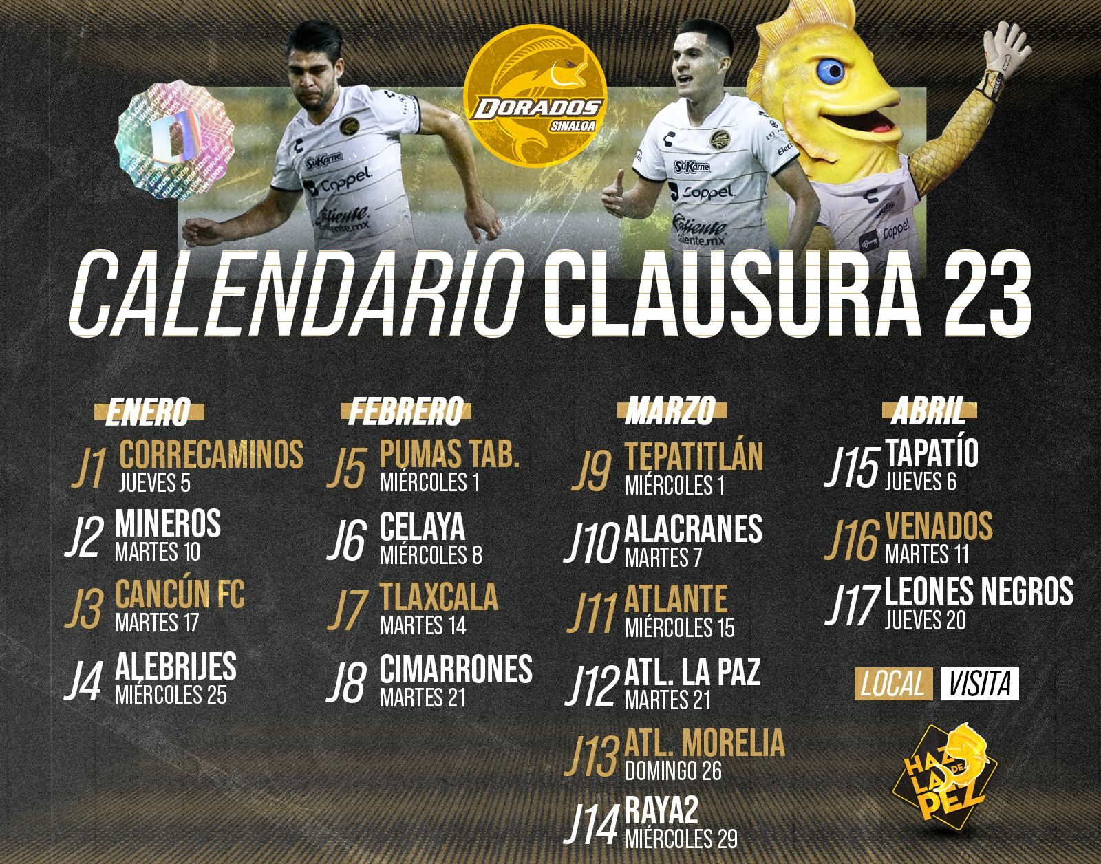 CALENDARIO DE DORADOS PARA EL CL23