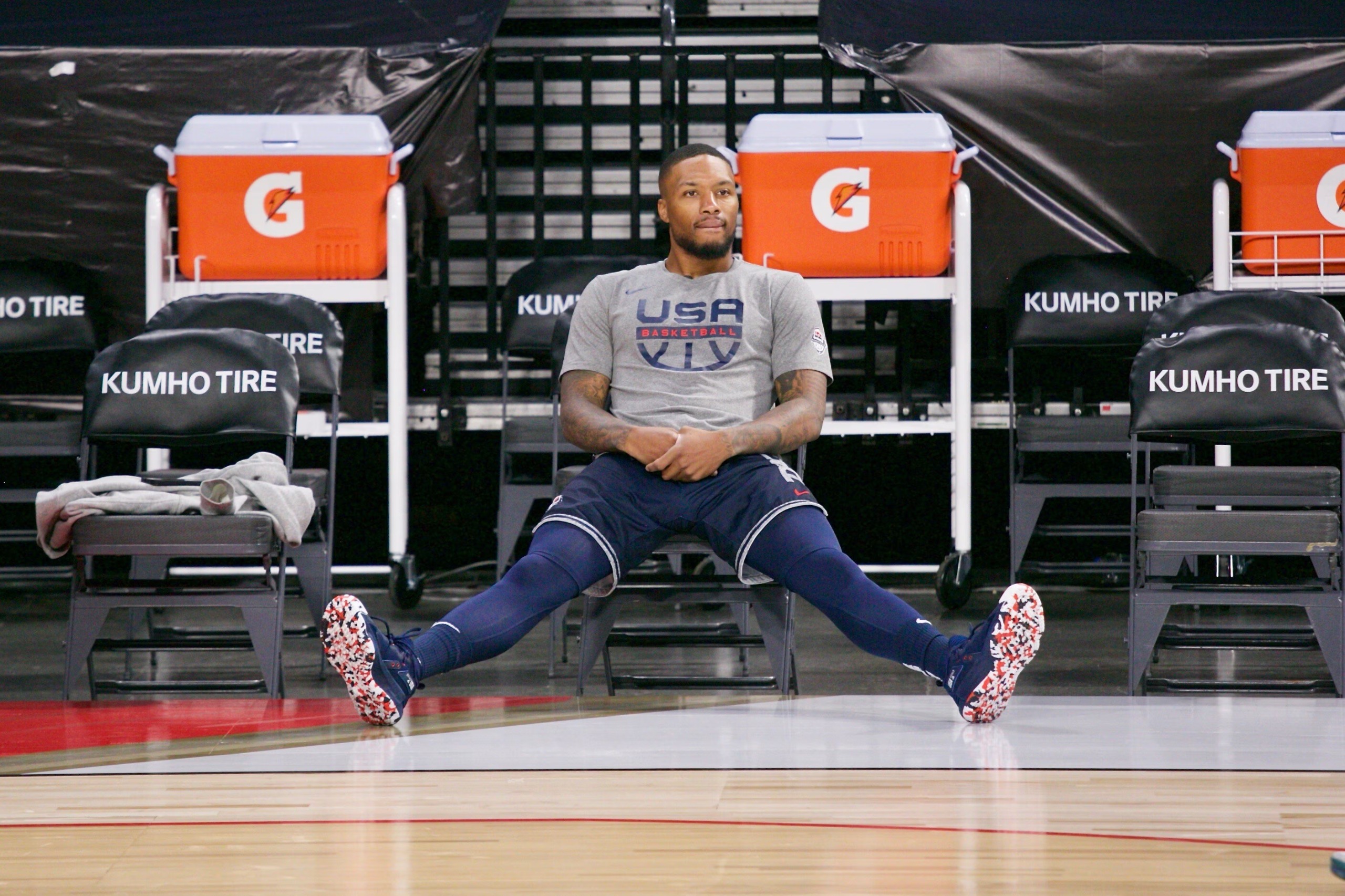 DAMIAN LILLARD DURANTE UN ENTRENAMIENTO CON USA BASKETBALL