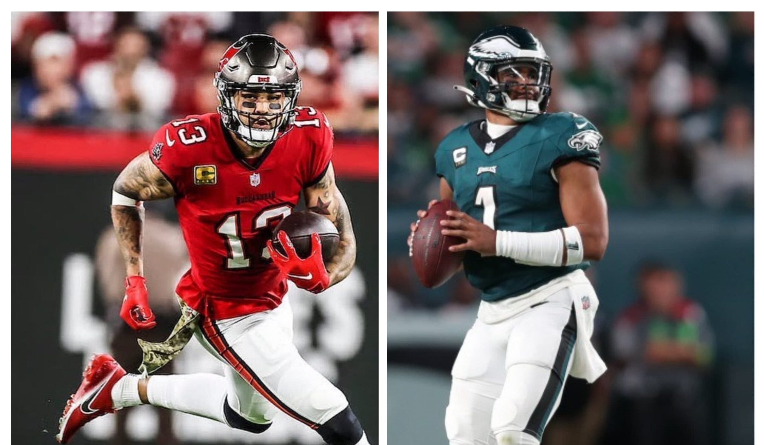 MIKE EVANS DE TAMPA BAY Y JALEN HURTS DE LOS EAGLES