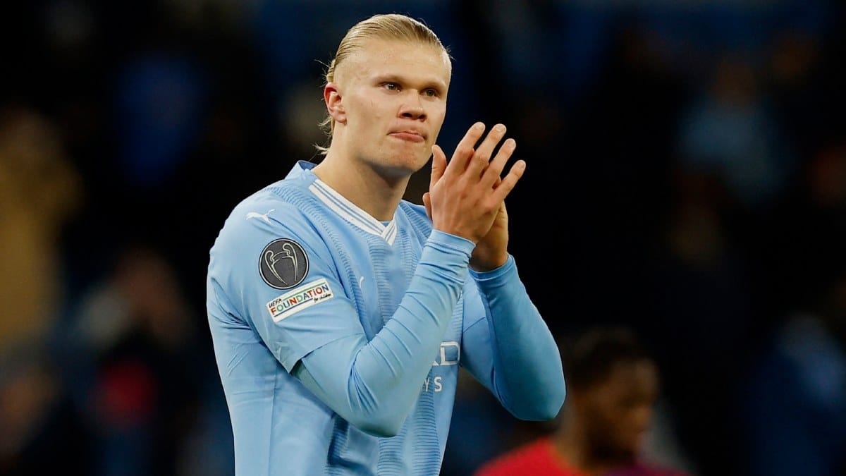 Erling Haaland festeja tras triunfo del Man City en la Premier League.