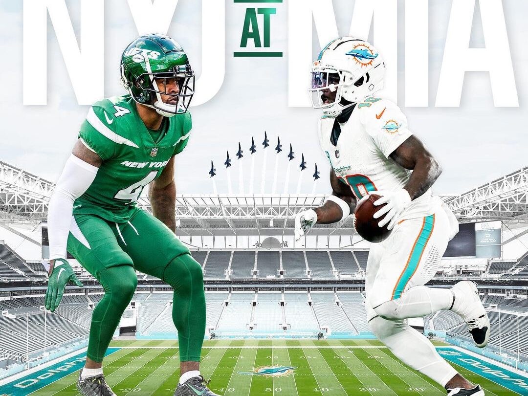 PÓSTER DEL JUEGO ENTRE LOS JETS Y LOS DOLPHINS