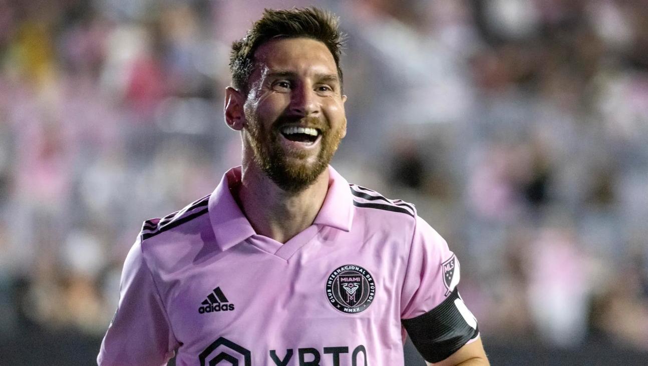 Lionel Messi festeja gol con el Miami en la MLS.