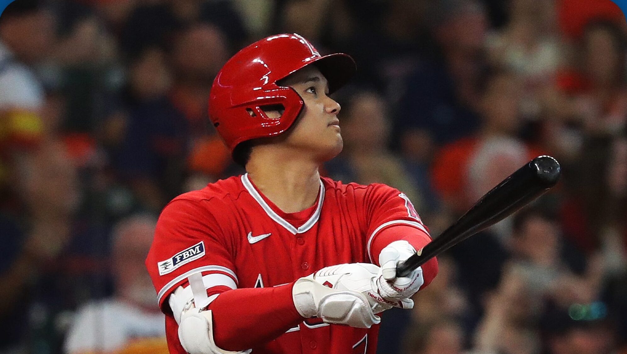 Shohei Ohtani tras turno de bateo con Anaheim la temporada pasada.