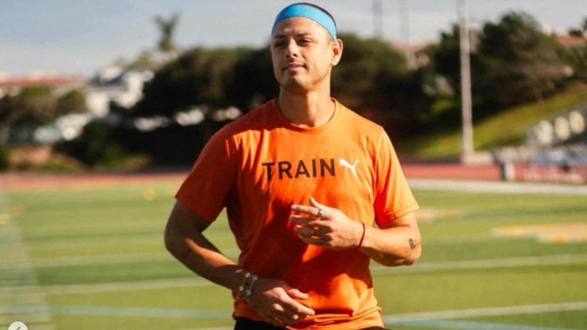 'Chicharito' Hernández en entrenamiento con el LA Galaxy.