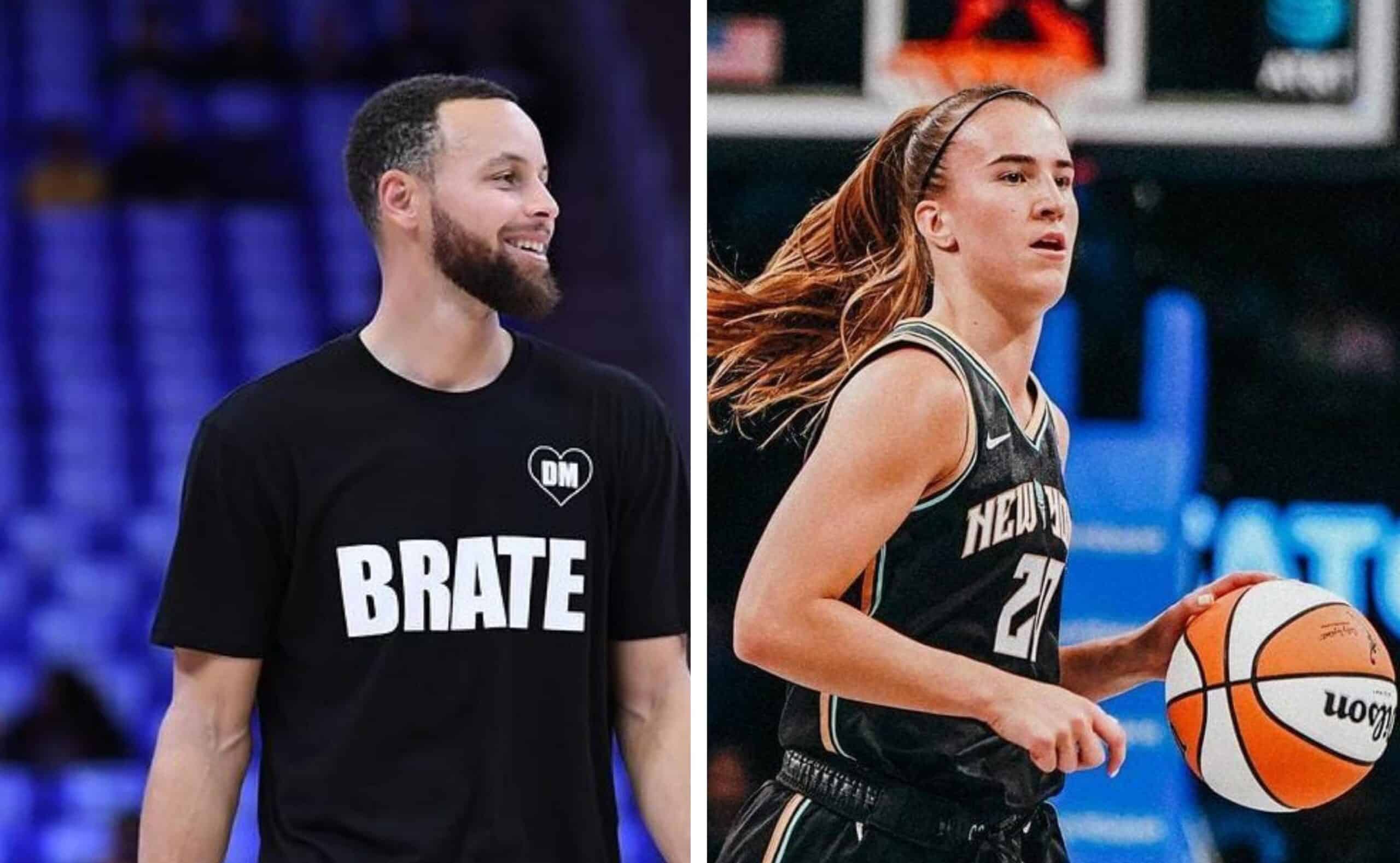 STEPHEN CURRY A LA IZQUIERDA Y SABRINA IONESCU A LA DERECHA