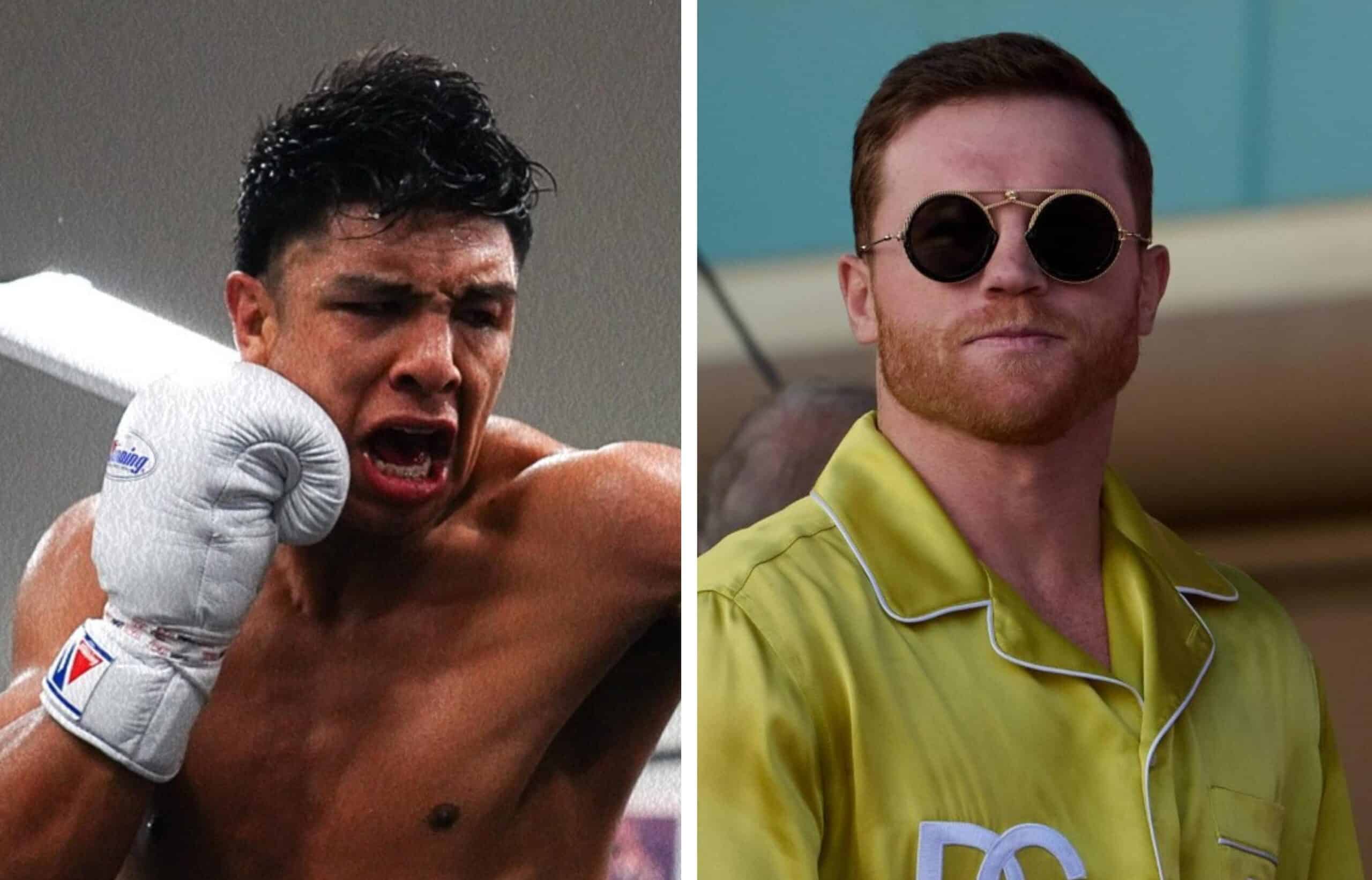 JAIME MUNGUÍA A LA IZQUIERDA Y CANELO ÁLVAREZ A LA DERECHA