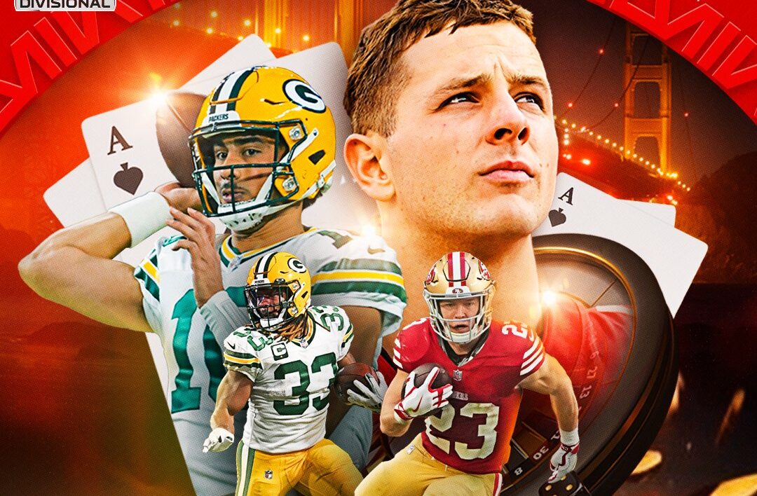 PÓSTER DE LA NFL DEL JUEGO DIVISIONAL DE LA NFC ENTRE PACKERS Y 49ERS