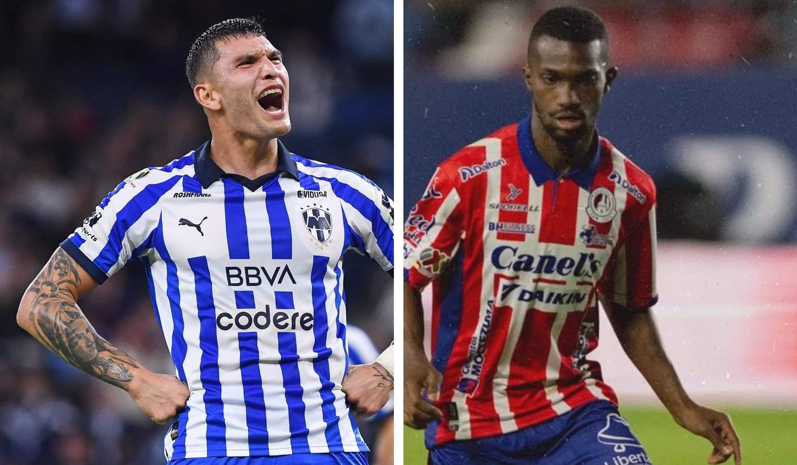 JUGADOR DE RAYADOS A LA IZQUIERDA Y JUGADOR DEL SAN LUIS A LA DERECHA