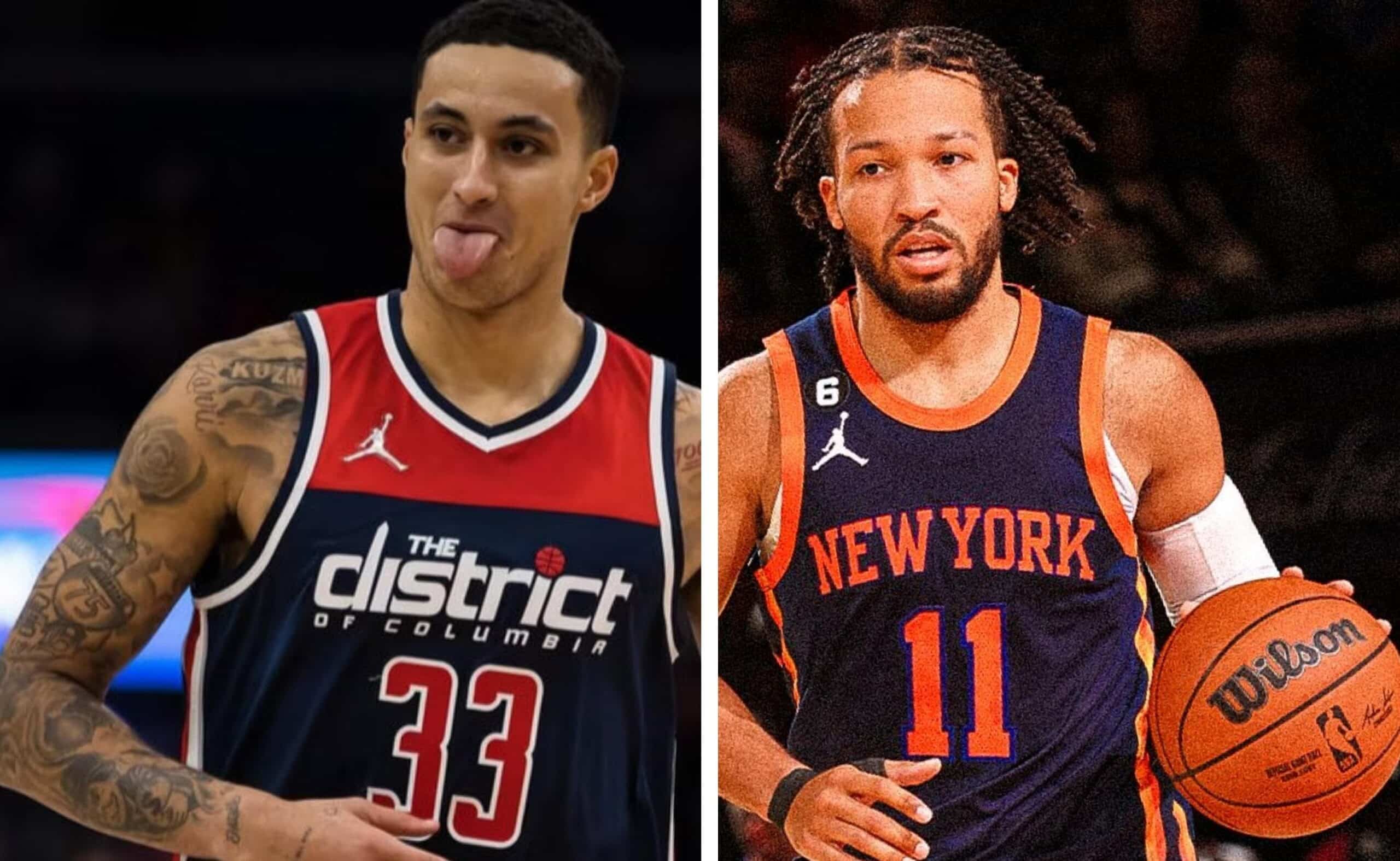 KYLE KUZMA DE WIZARDS A LA IZQUIERDA Y JALEN BRUNSON DE LOS KNICKS A LA DERECHA