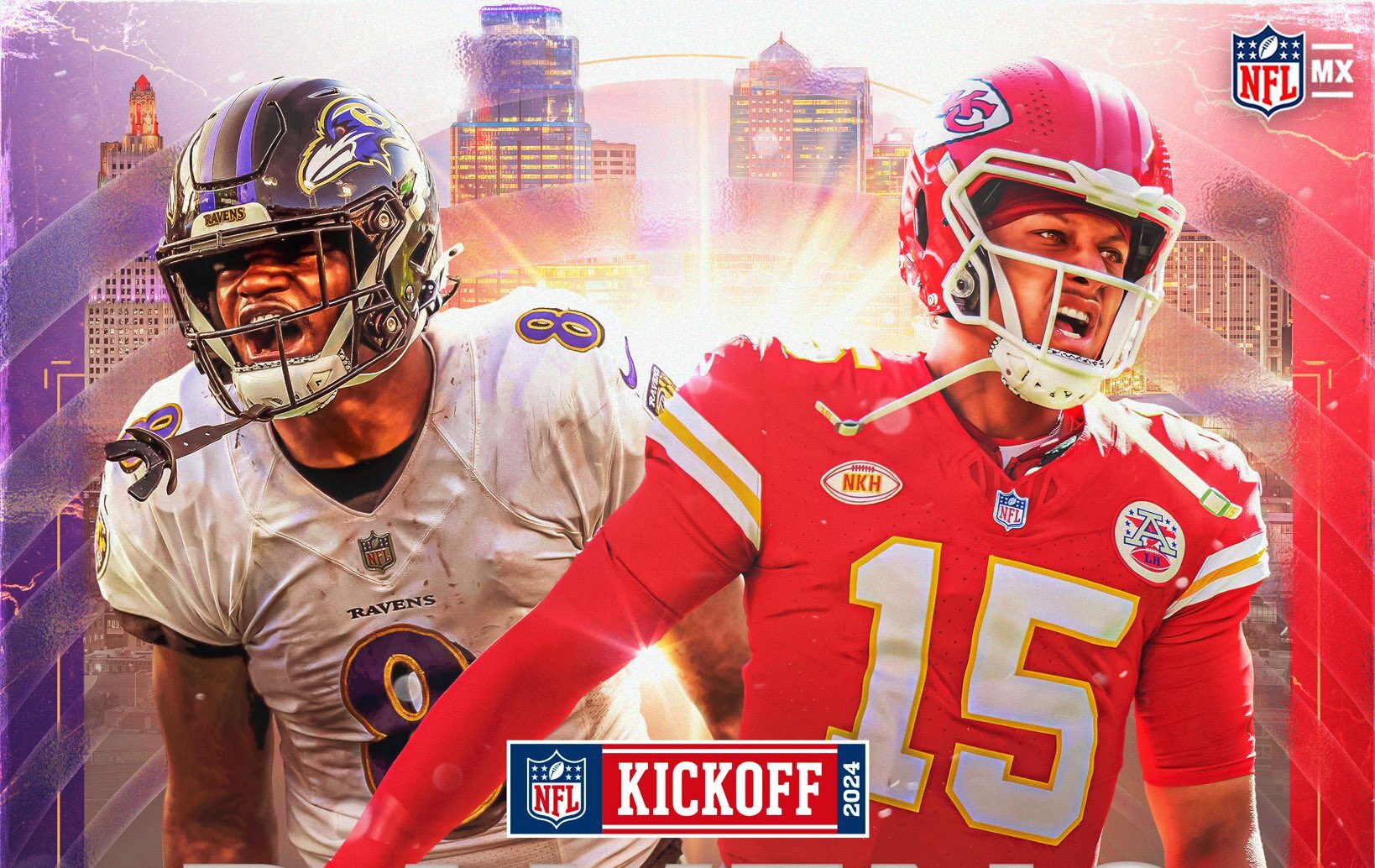 FLYER DEL PARTIDO ENTRE LOS RAVENS Y LOS CHIEFS PARA EL 5 DE SEPTIEMBRE DEL 2024