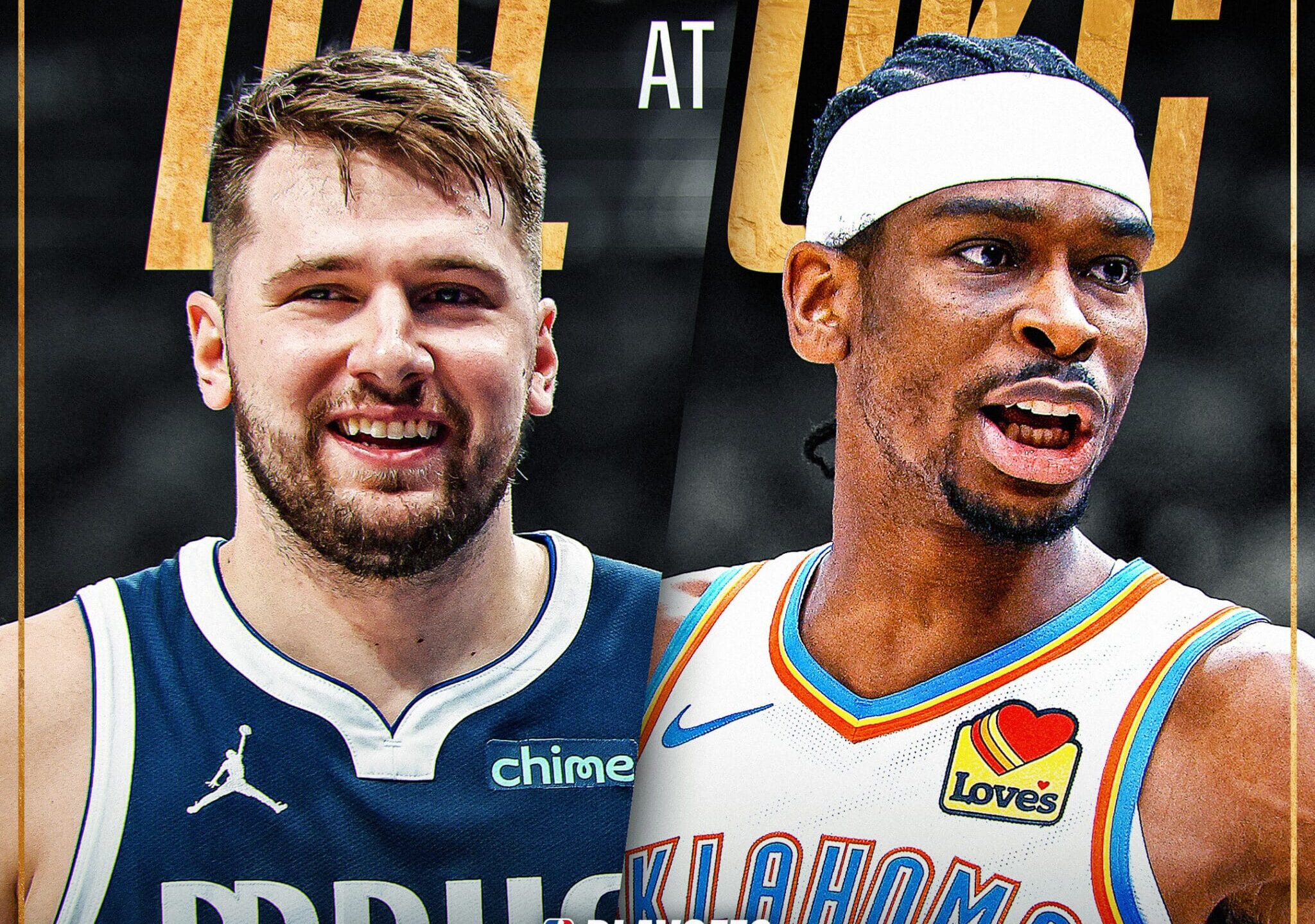 LUKA DONCIC DE LOS MAVERICKS A LA IZQUIERDA, Y SHAI GILGEOUS-ALEXANDER DEL THUNDER A LA DERECHA