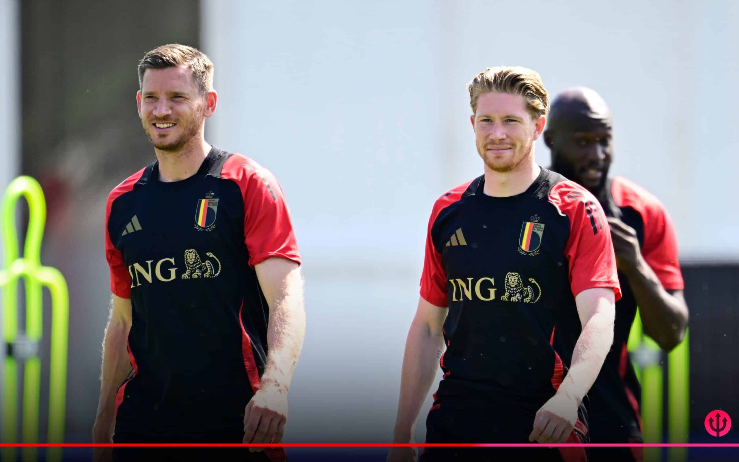 Jugadores de Bélgica en entrenamiento previo a la última fecha.