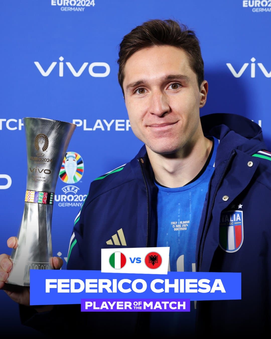 Federico Chiesa fue el jugador del partido con Italia.