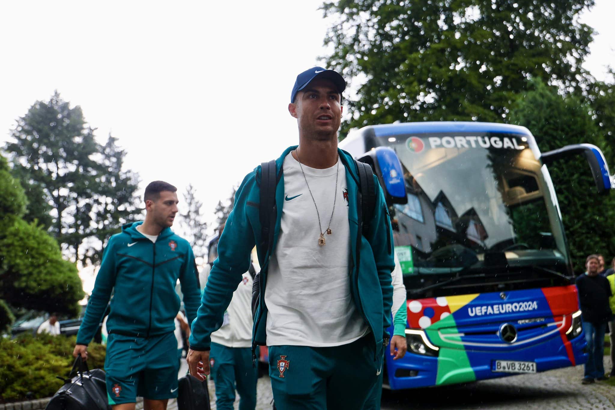 Cristiano Ronaldo en su llegada a la sede del juego tres.