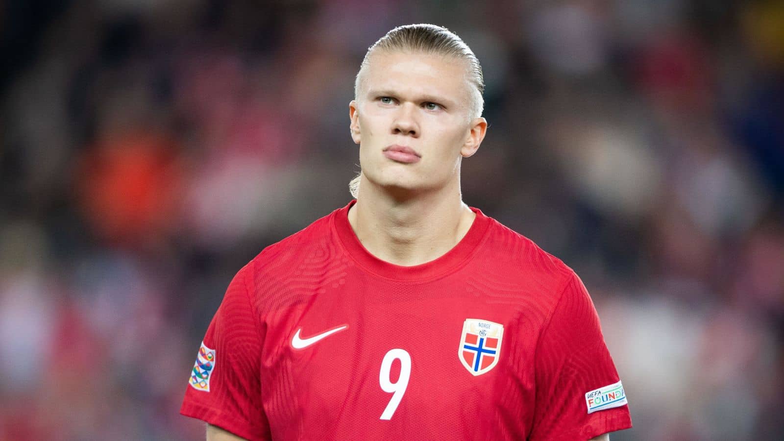 Haaland en partido con la Selección de Noruega.