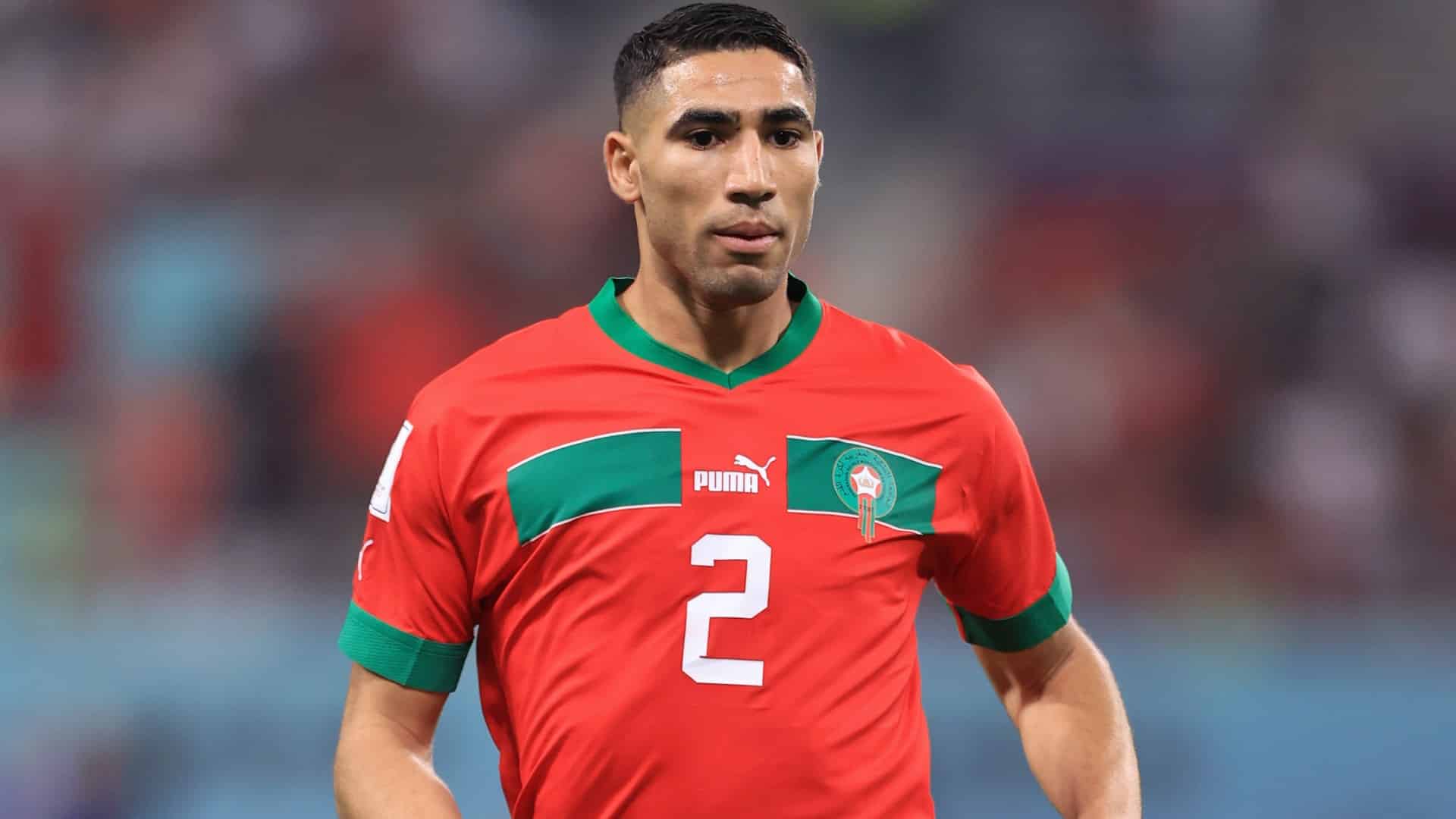 Hakimi en partido con la selección de Marruecos.