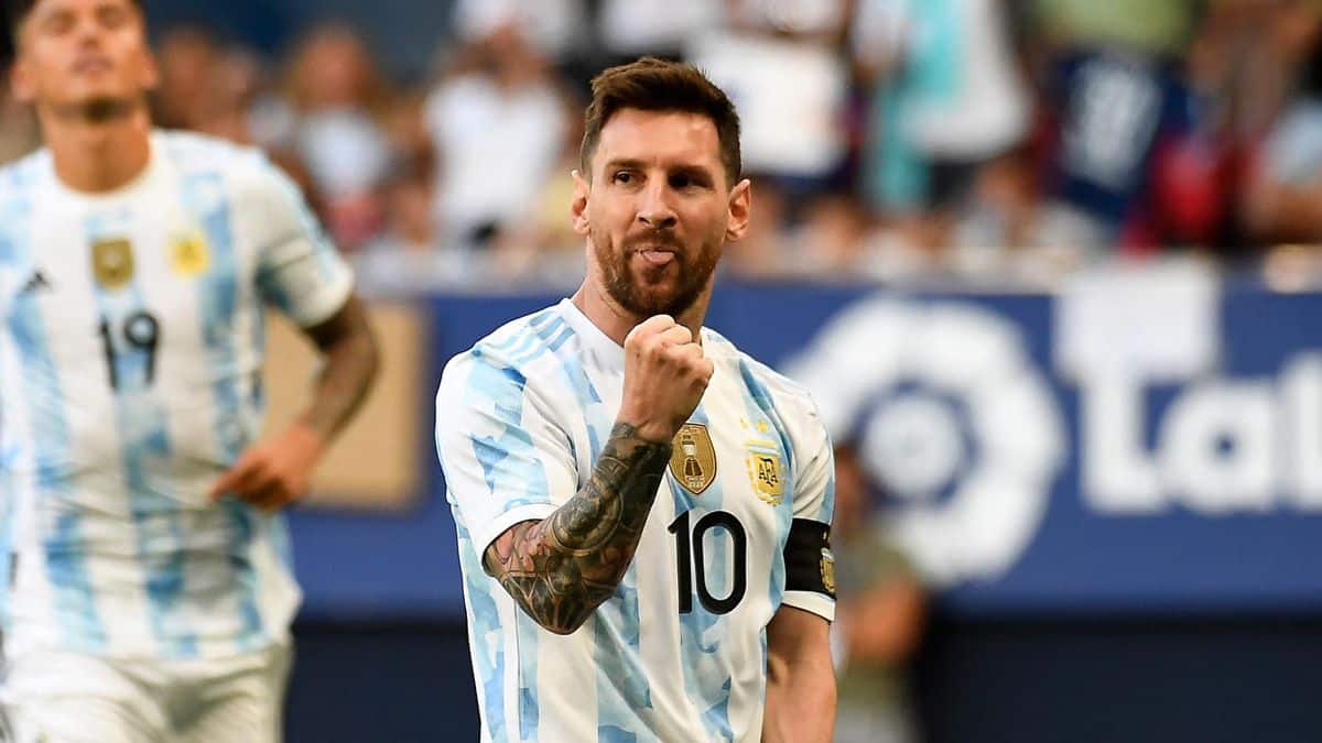 Lionel Messi en festejo con Argentina en la Copa América.