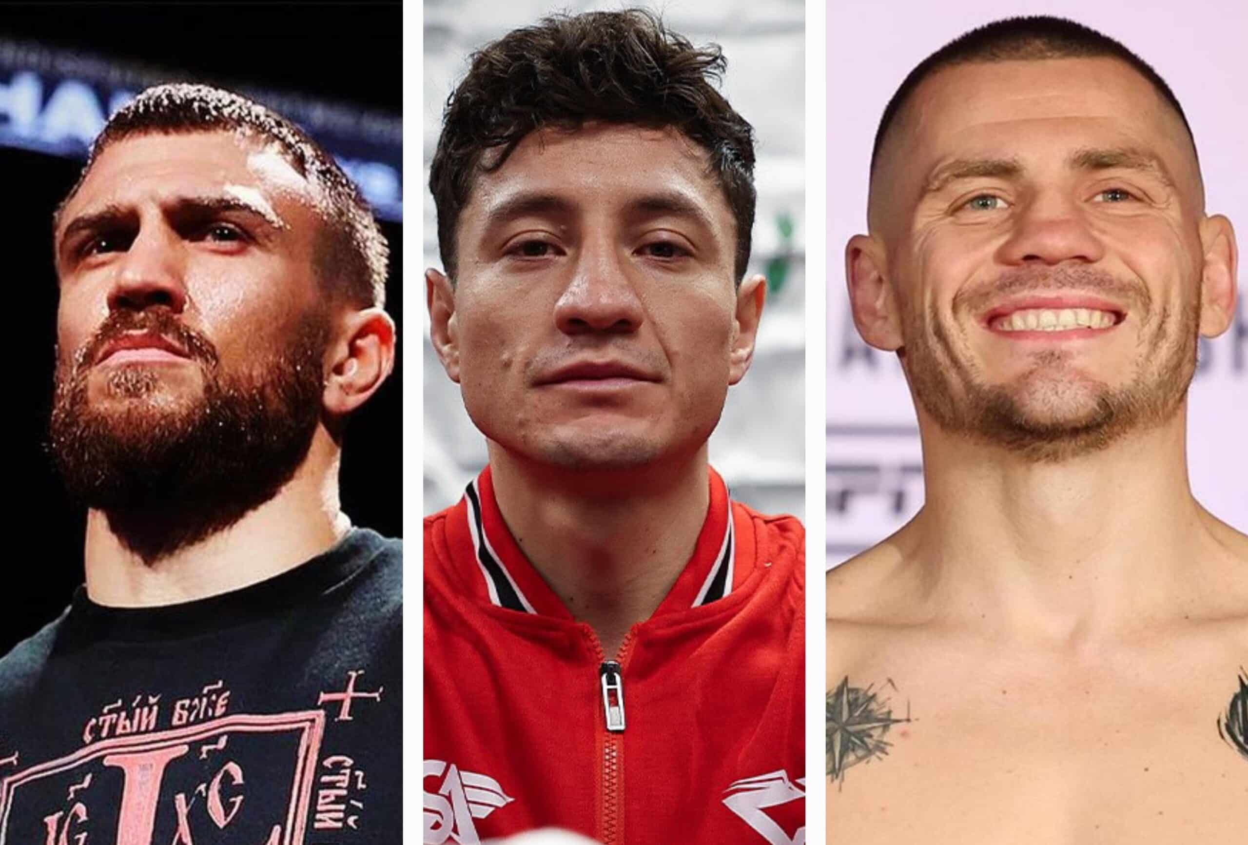 DE IZQUIERDA A DERECHA, VASYL LOMACHENKO, CAMARÓN ZEPEDA, Y DENYS BERINCHYK