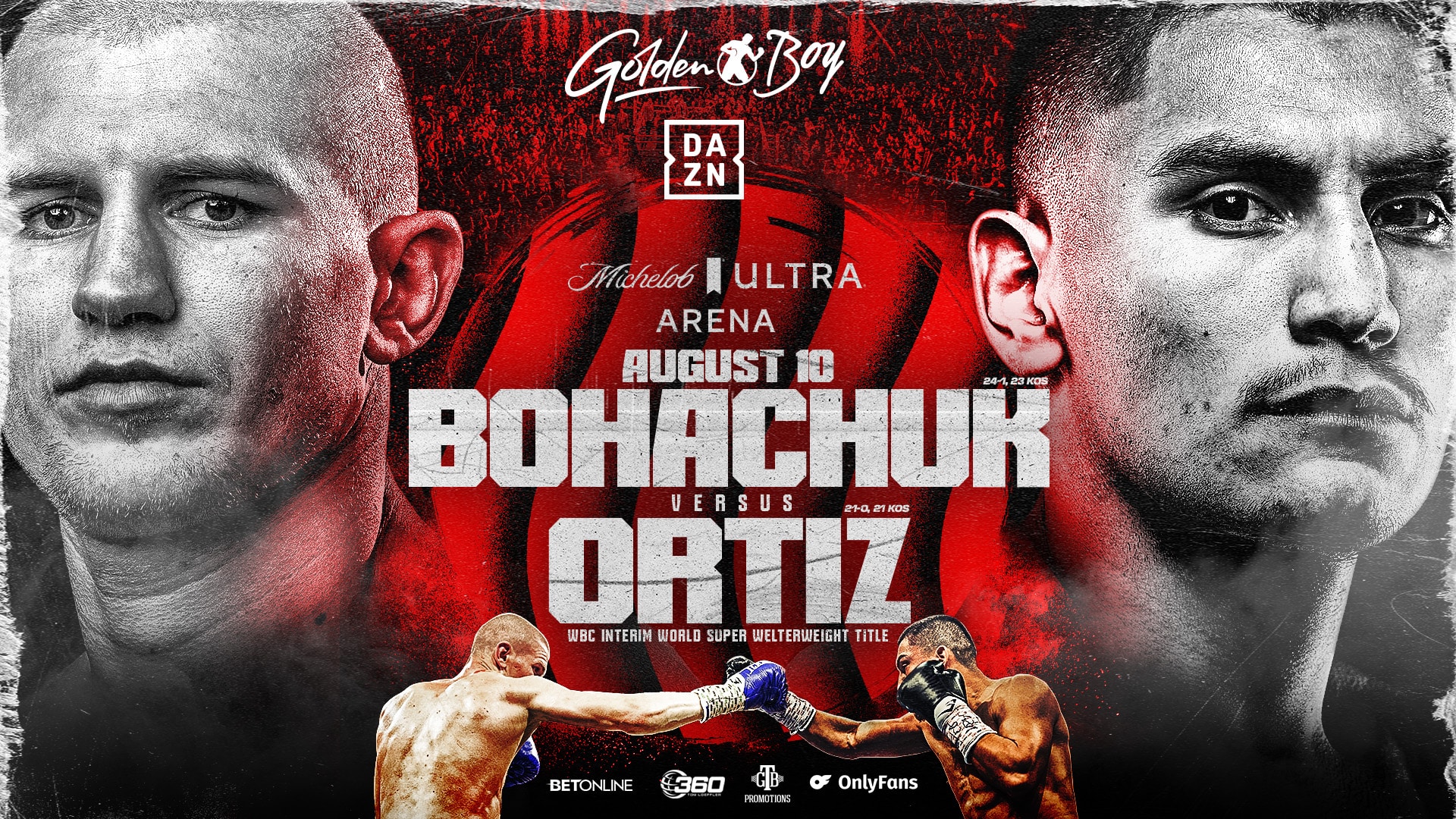 FLYER DE LA PELEA DEL 10 DE AGOSTO ENTRE SERHII BOHACHUK Y VERGIL ORTIZ JR