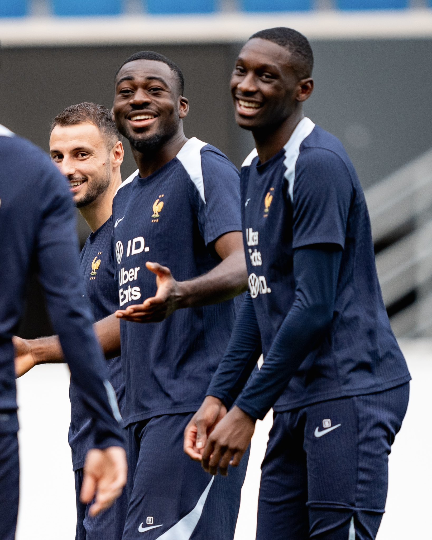 Jugadores de Francia en entrenamiento en la Eurocopa.