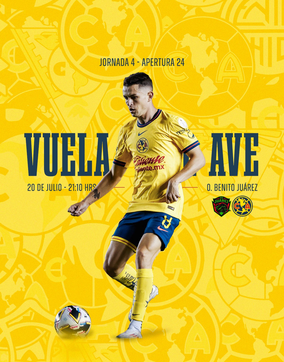 El Club América juega este sábado de visita ante Juárez.