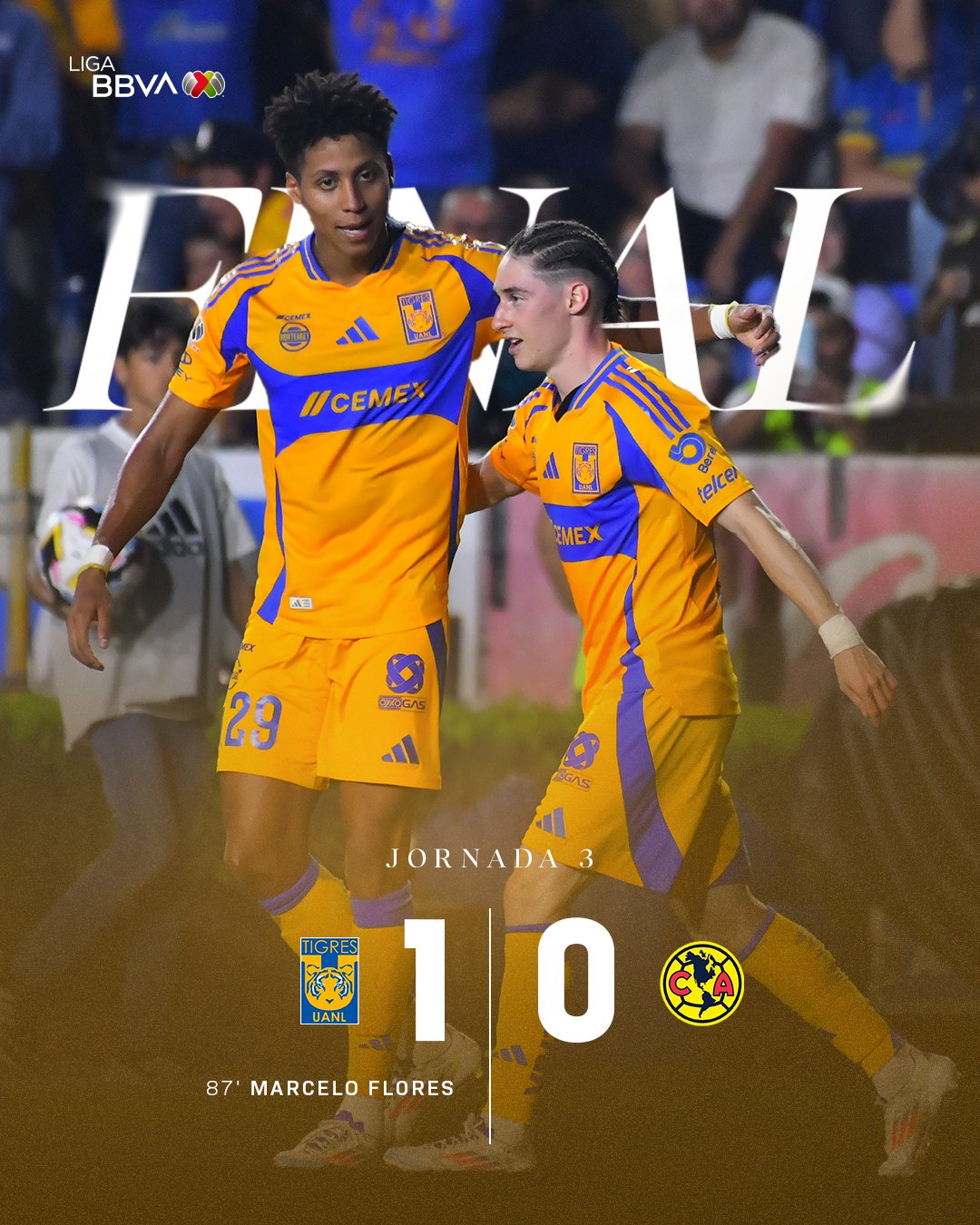 Tigres venció al América y terminó con una racha de 13 partidos sin vencer a las Águilas en un juegazo por la Jornada 3 del AP2024.