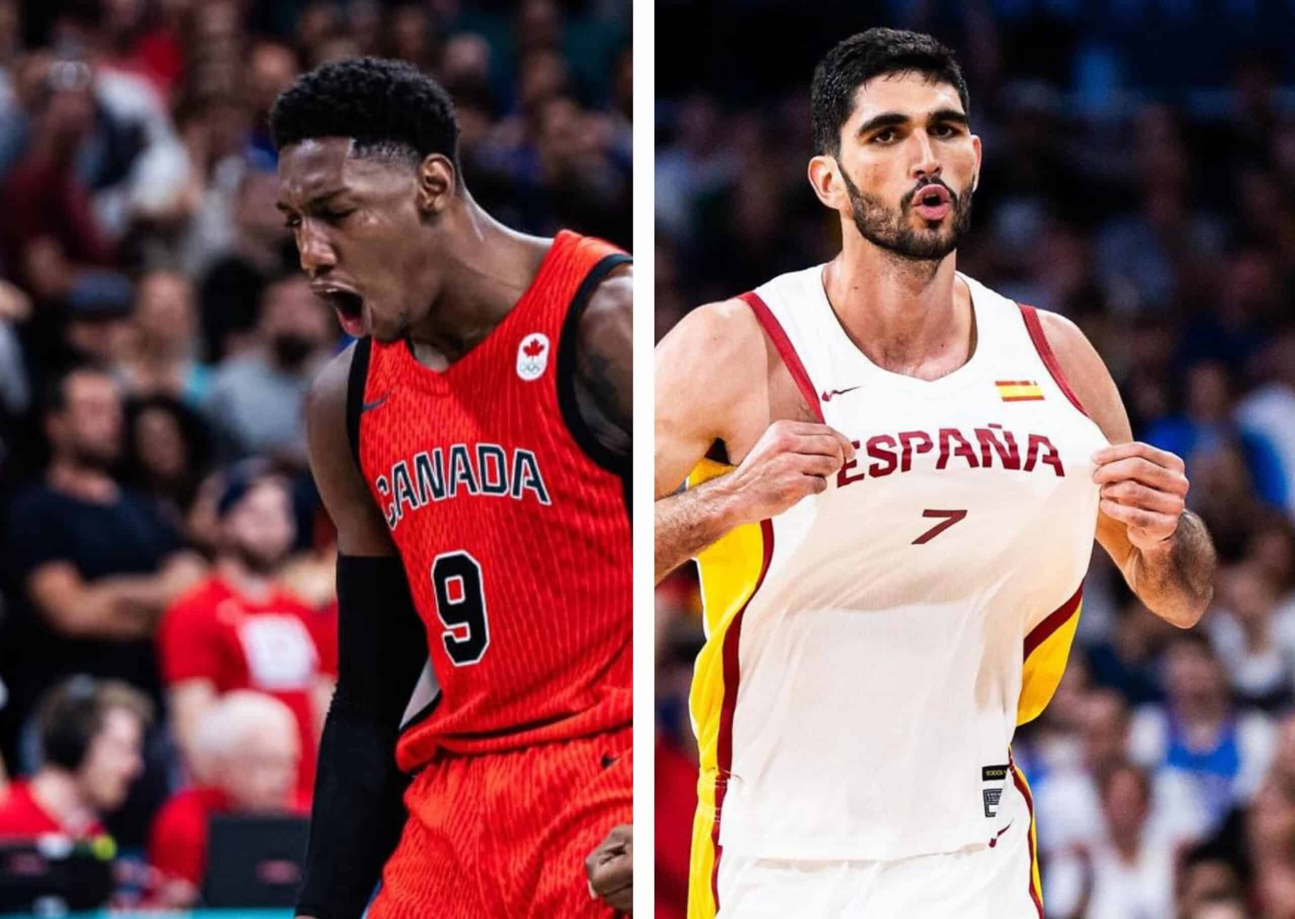 RJ BARRETT DE CANADÁ A LA IZQUIERDA Y SANTI ALDAMA A LA DERECHA DE ESPAÑA