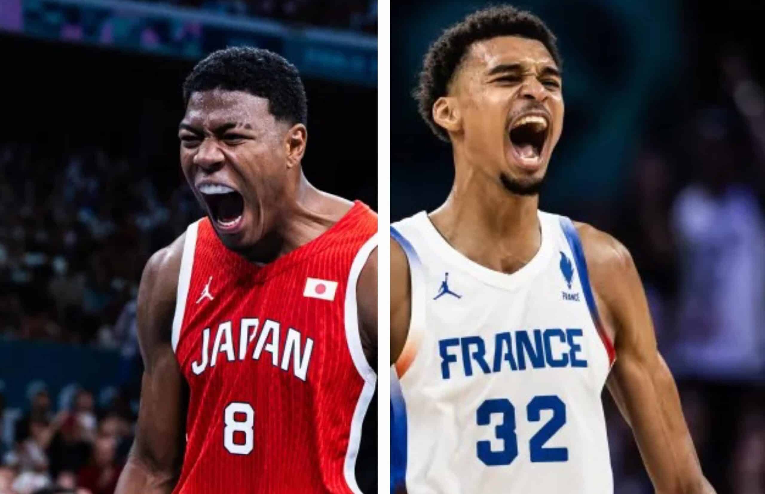 RUI HACHIMURA A LA IZQUIERDA DE JAPÓN Y VÍCTOR WEMBANYAMA A LA DERECHA DE FRANCIA