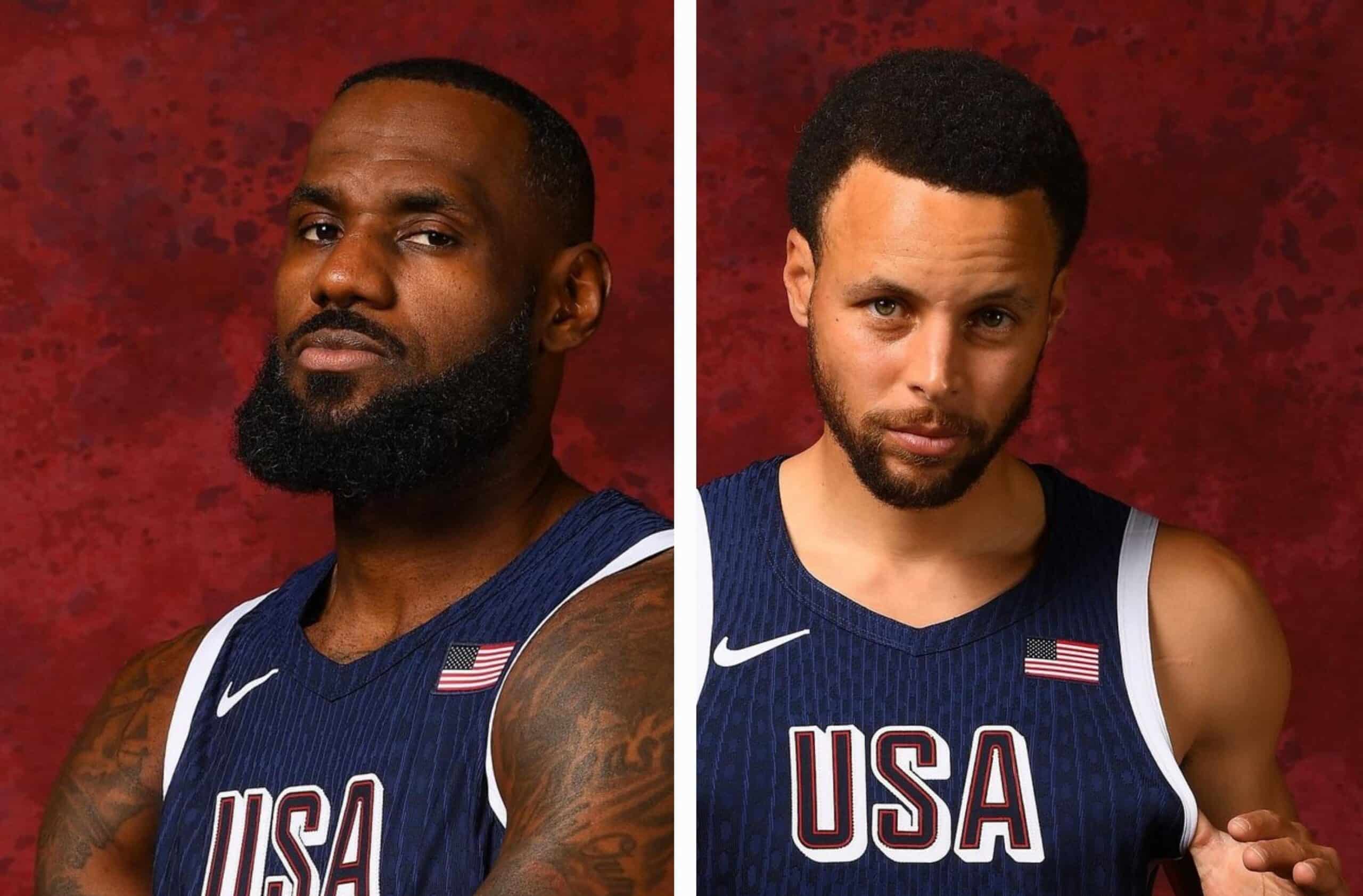 LEBRON JAMES A LA IZQUIERDA Y STEPHEN CURRY A LA DERECHA