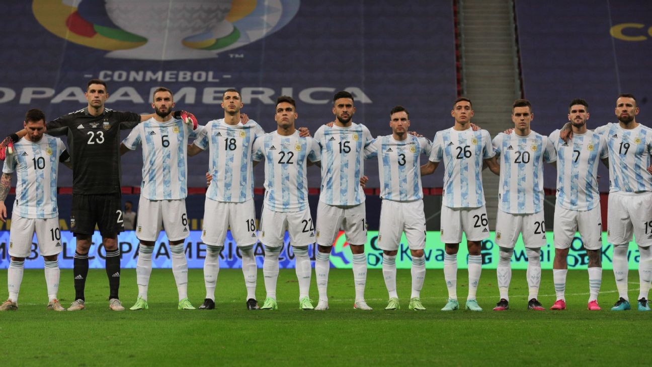 Jugadores de Argentina previo a los cuartos de final.