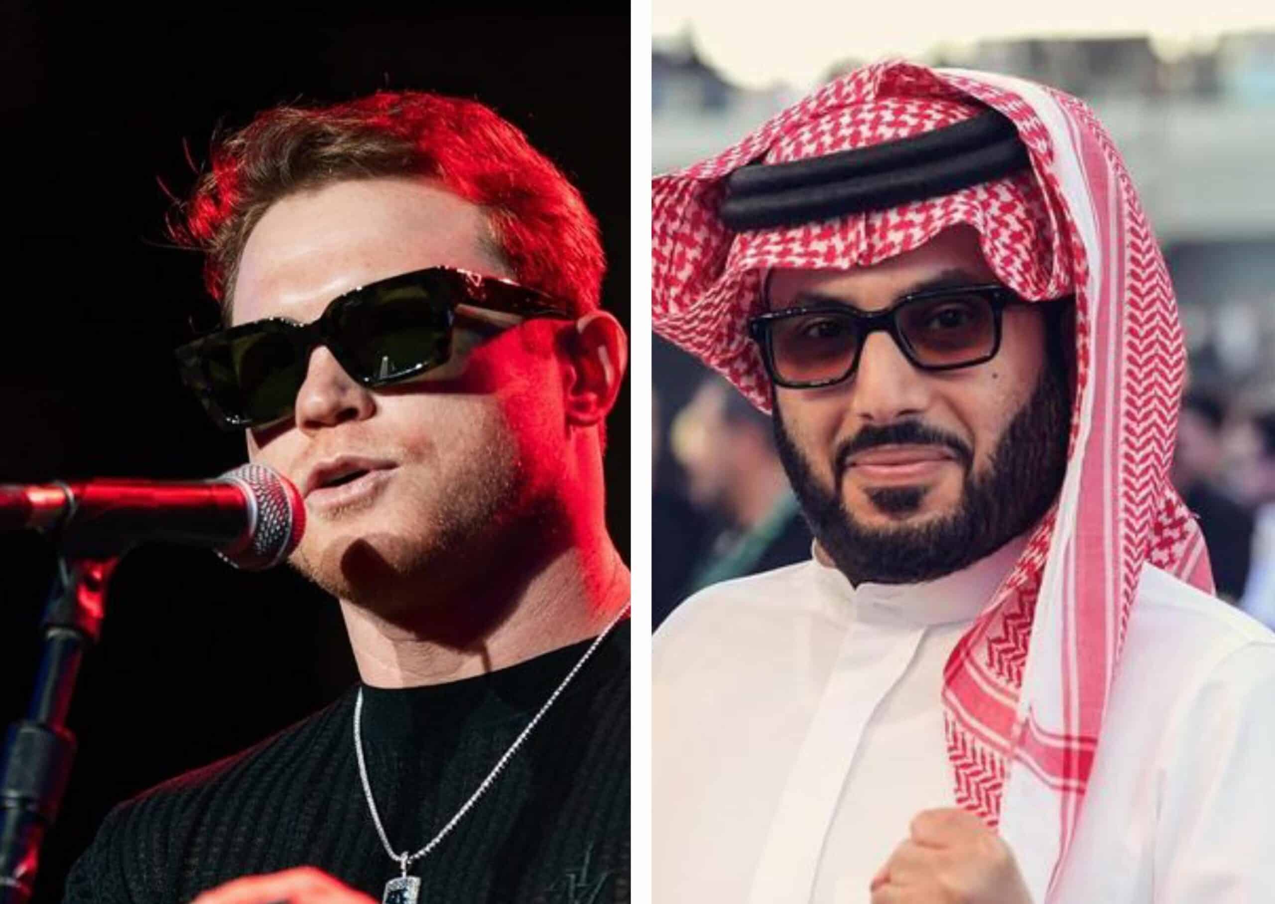 CANELO ÁLVAREZ A LA IZQUIERDA Y TURKI ALALSHIKH A LA DERECHA