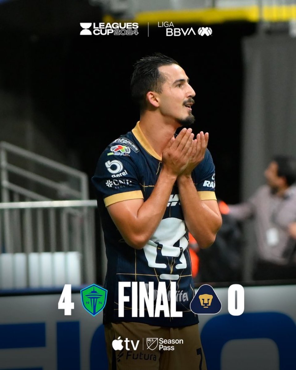 Pumas vive otra noche de pesadilla en Seattle y se va eliminado de la Leagues Cup.