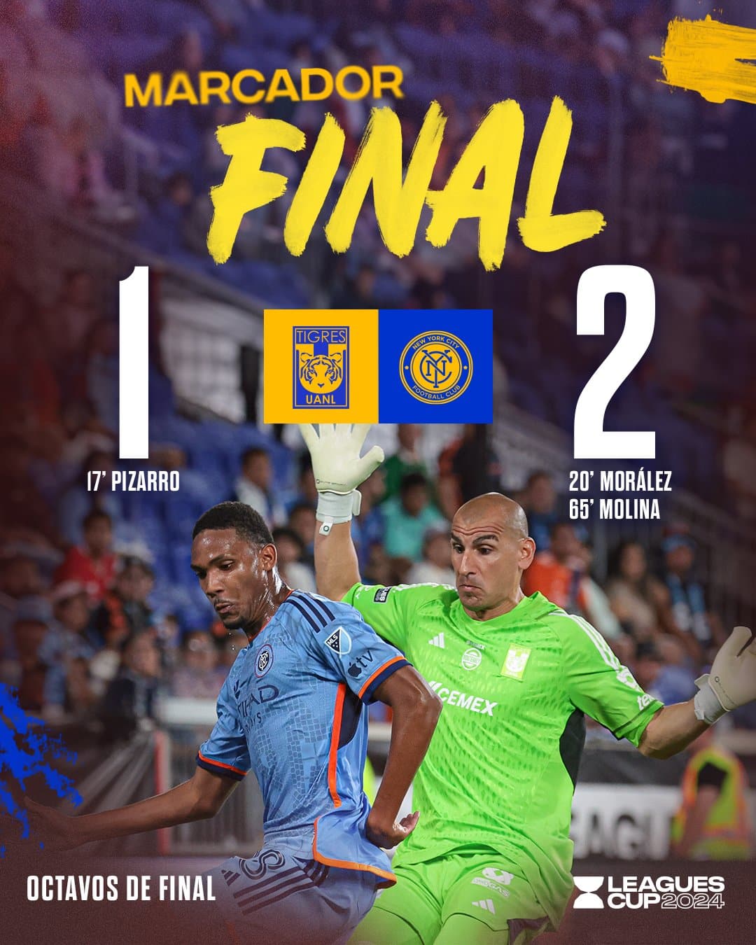 New York City FC derrota a Tigres con voltereta.