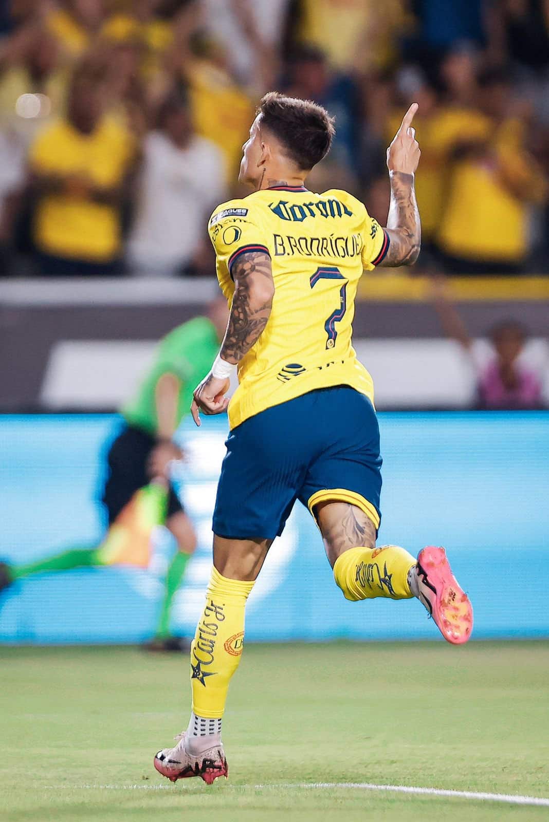 Brian Rodríguez festeja su gol en la Leagues Cup ante ST. Louis.