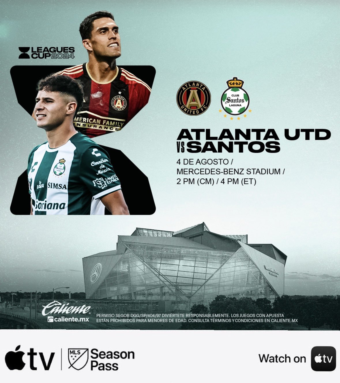 Atlanta United y Santos Laguna se enfrentan en la Leagues Cup 2024 .