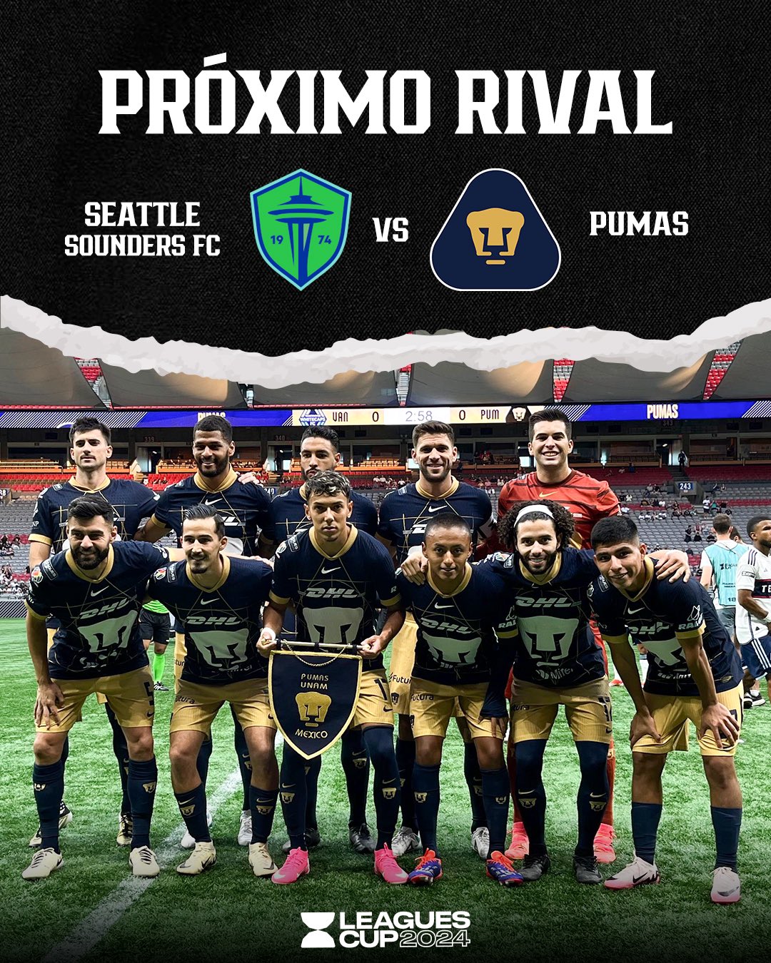 Seattle Sounders vs Pumas juegan por los 8vos de final en la Leagues Cup 2024.