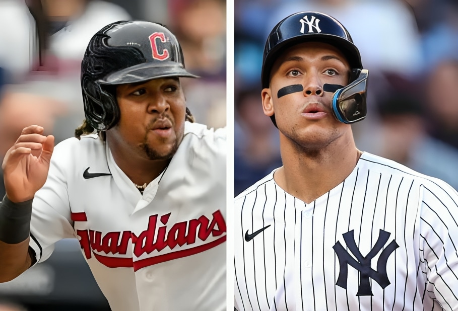 JOSÉ RAMÍREZ DE LOS GUARDIANS A LA IZQUIERDA Y AARON JUDGE DE LOS YANKEES A LA DERECHA