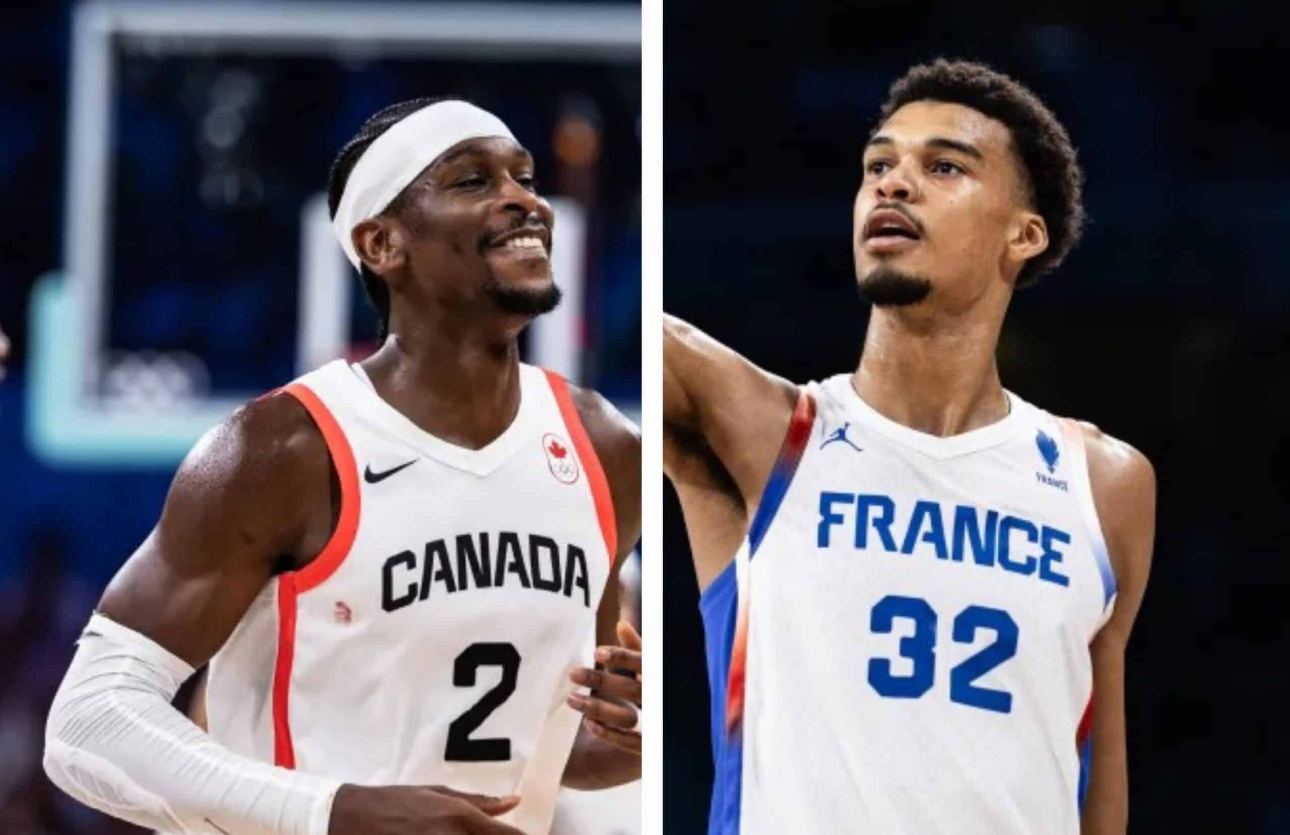 SHAI GILGEOUS-ALEXANDER A LA IZQUIERDA DE CANADÁ, Y A LA DERECHA VICTOR WEMBANYAMA A LA DERECHA DE FRANCIA