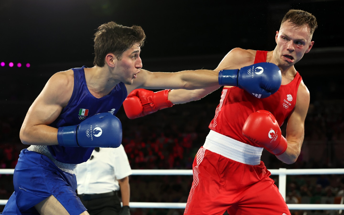 Marco Verde en su pleito de semifinales en JO 2024.