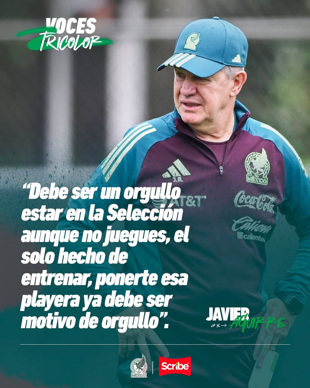 Javier Aguirre en entrenamiento del Tricolor.