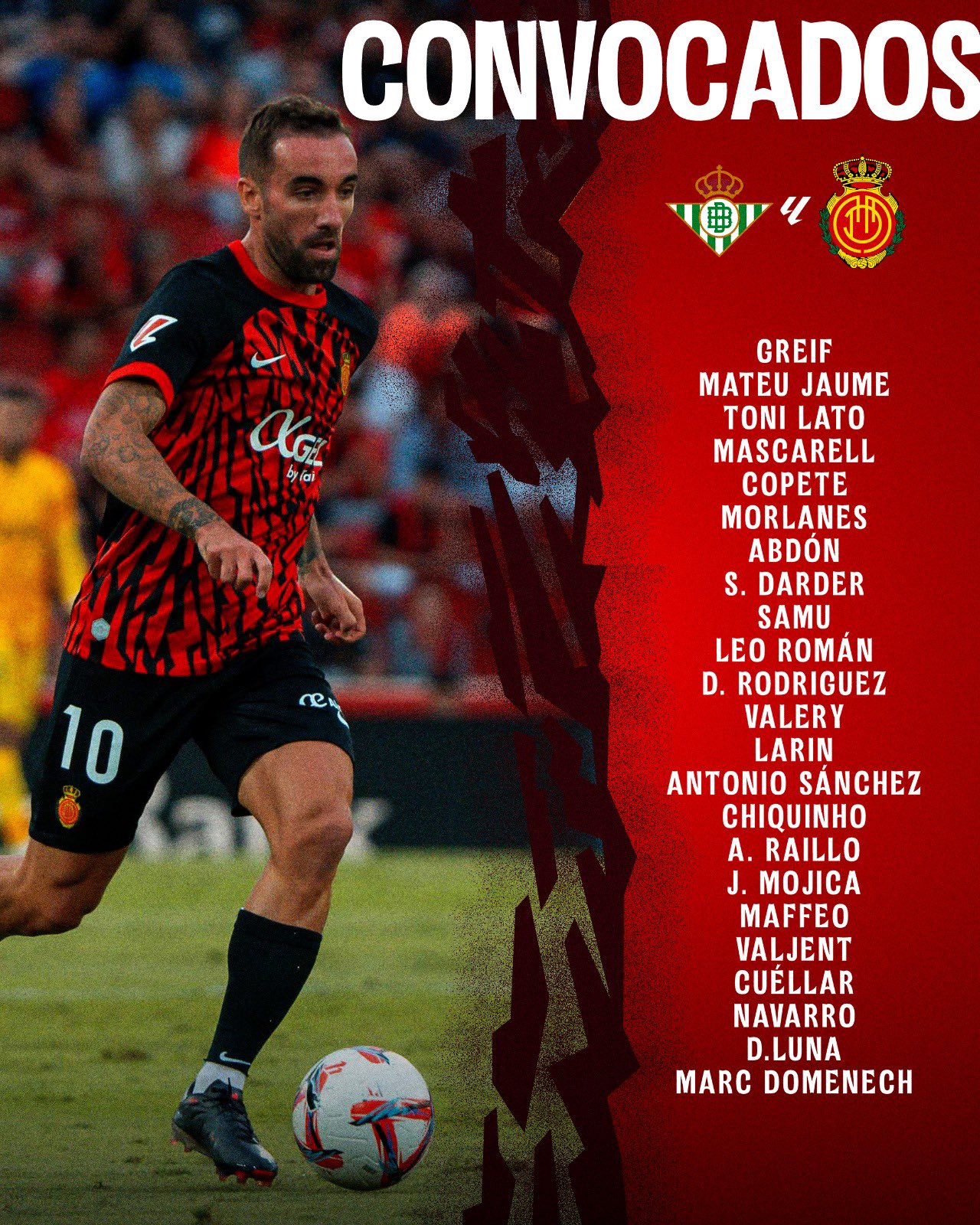 Estos son los 23 jugadores convocados del Mallorca para la fecha 6.