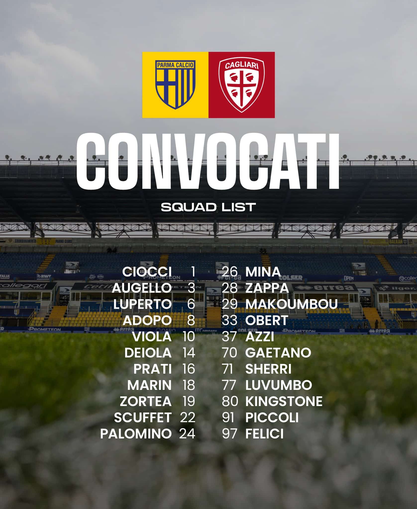 Lista la convocatoria del Cagliari para esta fecha 6.