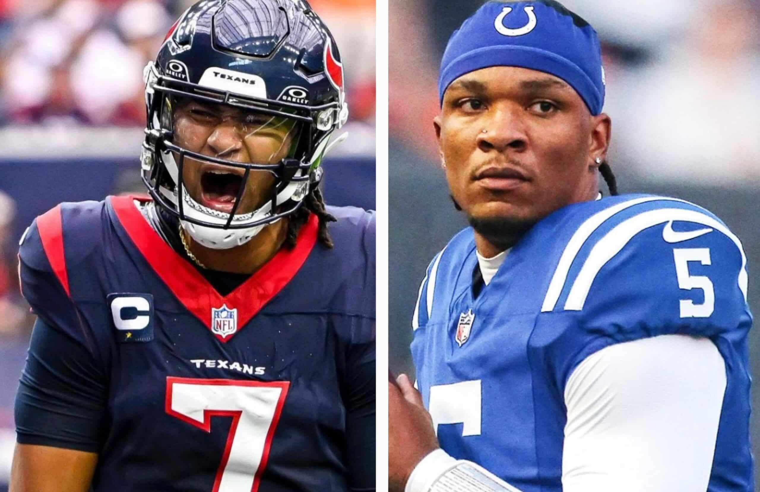 CJ STROUD DE LOS TEXANS A LA IZQUIERDA Y ANTHONY RICHARDSON DE LOS COLTS A LA DERECHA