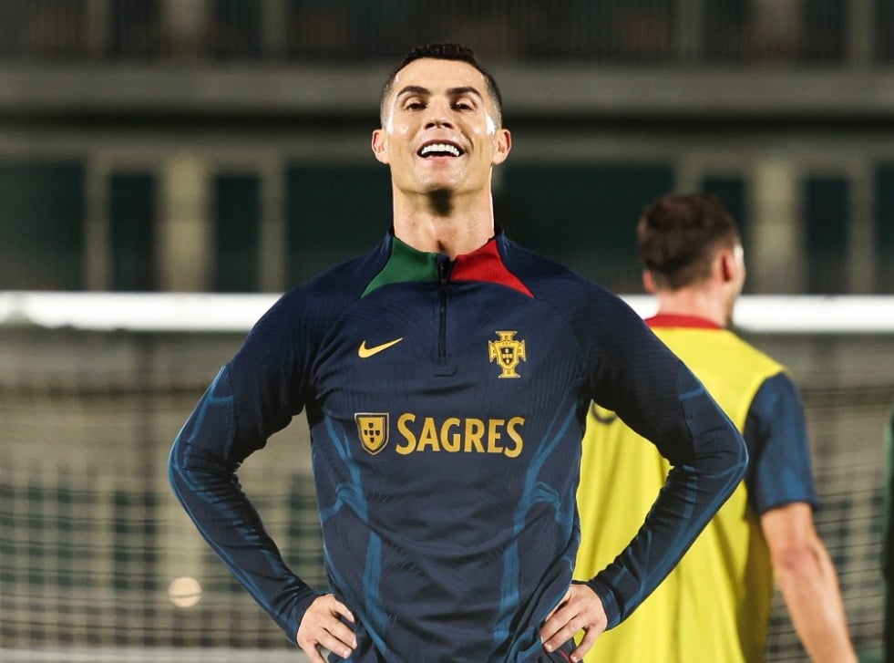 Cristiano Ronaldo en entrenamiento de Portugal.