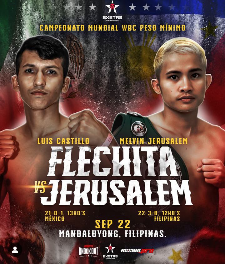 Luis 'Flechita' Castillo pelea este 22 de septiembre ante Melvin Jerusalem.