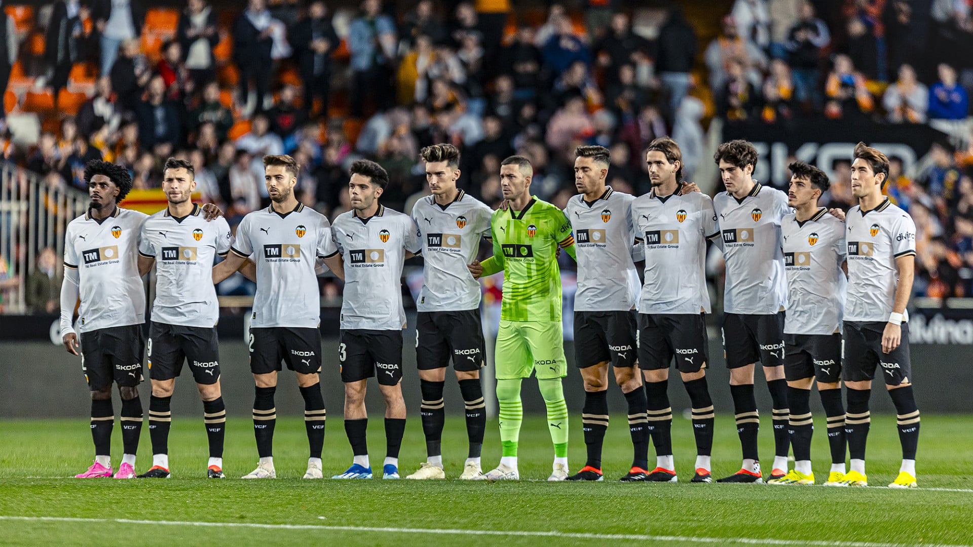 Jugadores del Valencia en la pasada fecha 6 de España.