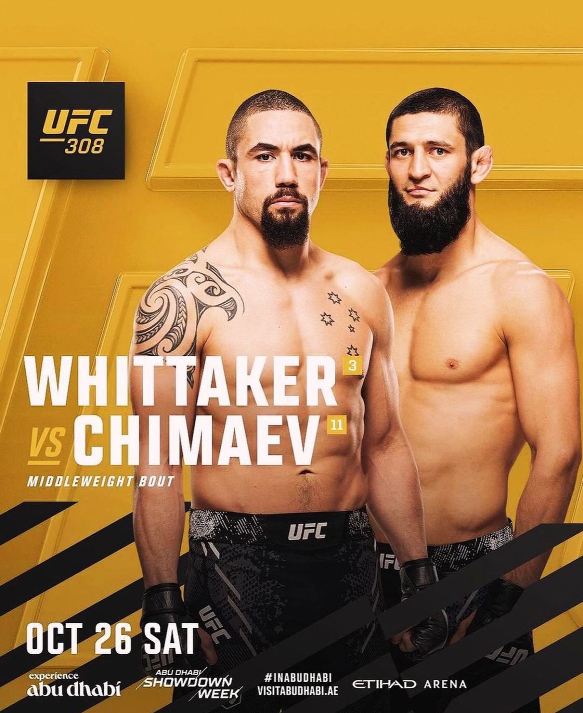 Robert Whittaker colisionará en el pre estelar en contra del invicto chechenio Khamzat Chimaev.