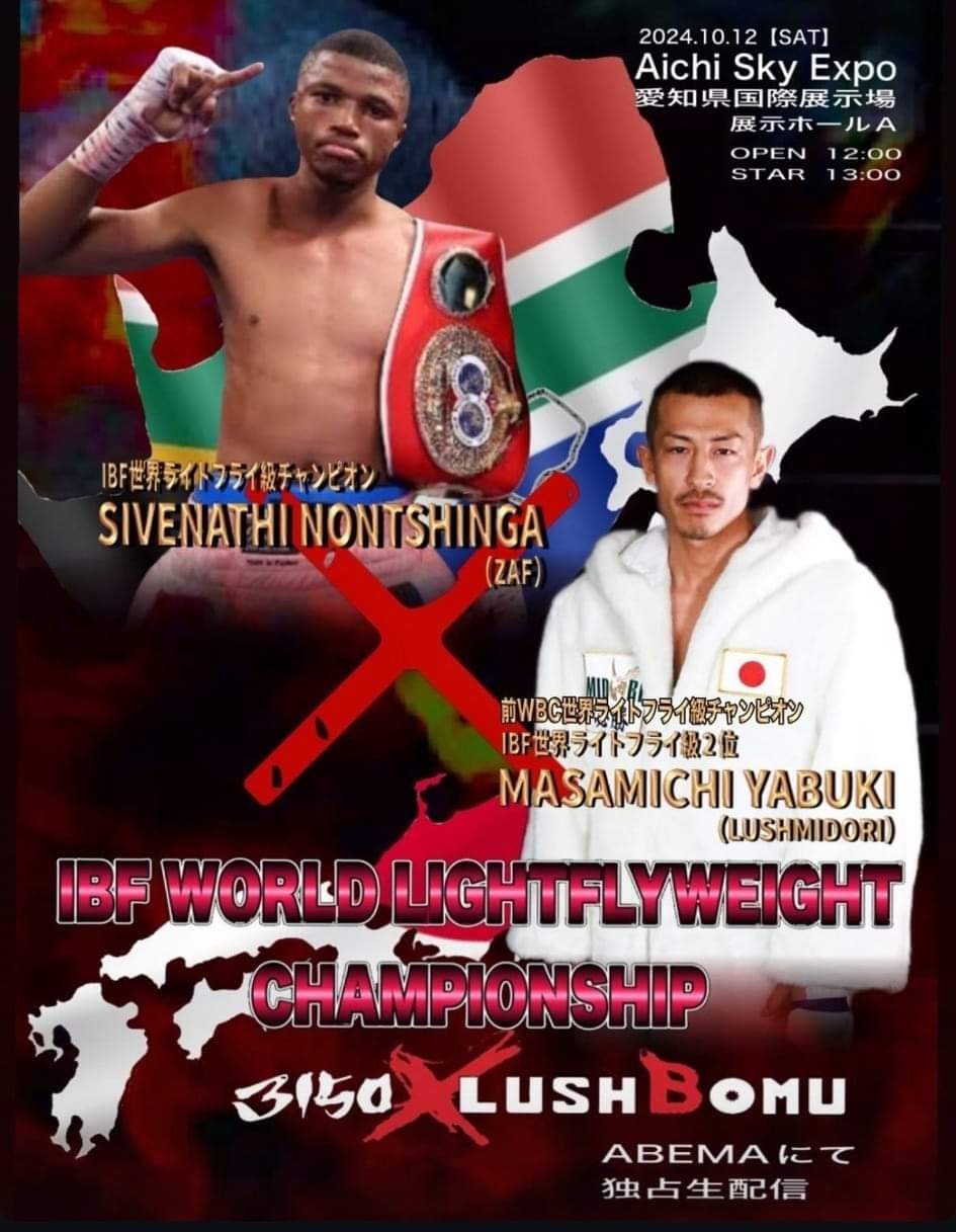 Nontshinga vs Yabuki, este 12 de octubre en Japón.