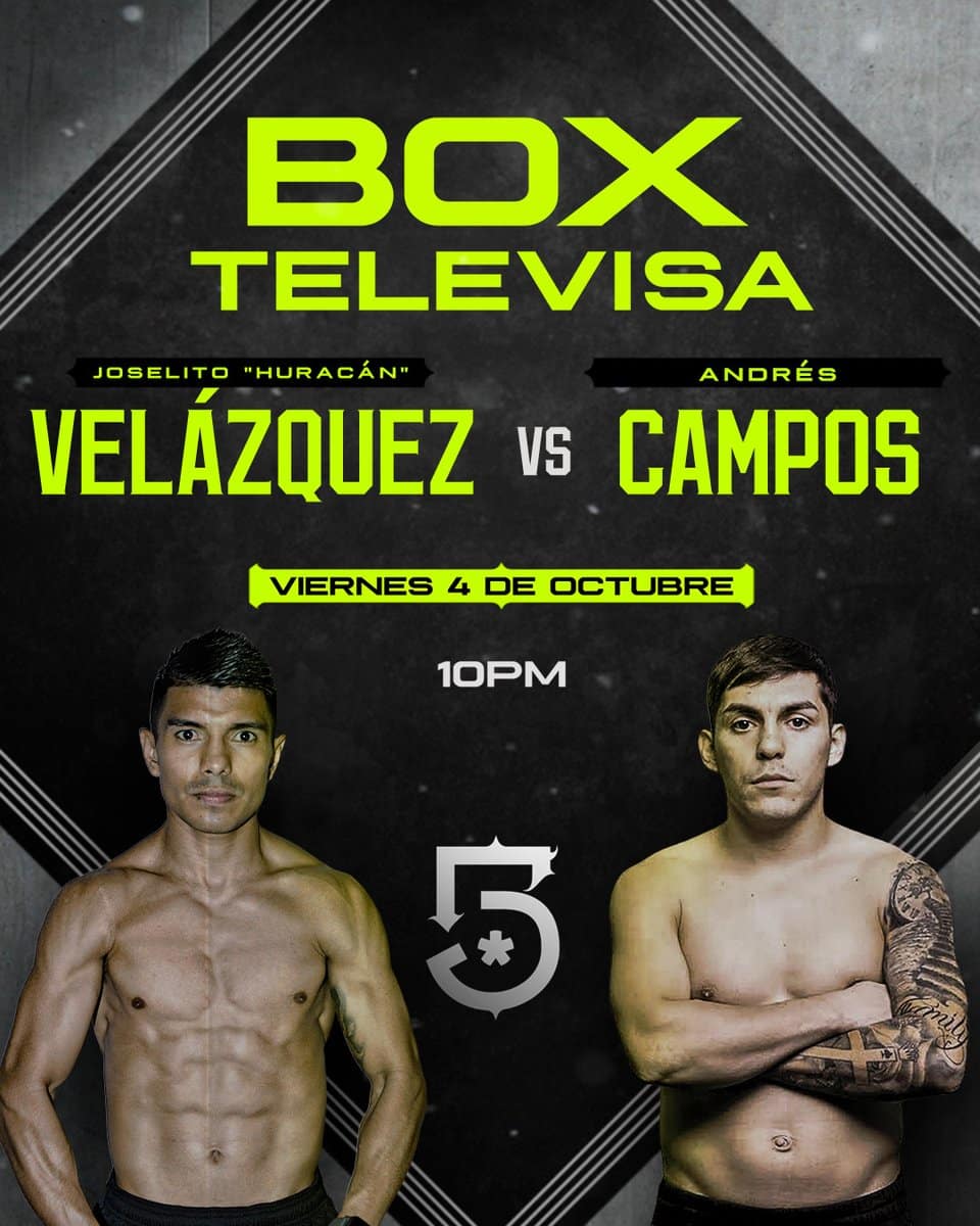 Joselito Velázquez vs Andrés Campos, este viernes desde Cancún.